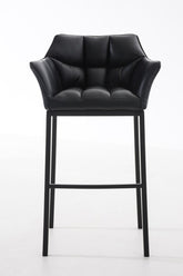 TPFLiving Barhocker Damaskus mit 4-Fuß Gestell schwarz Kunstleder